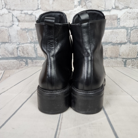 Tosca Blu Leather Combat  Boots Black Glitter Accents Size 39 Goth Punk - Picture 12 of 15